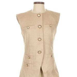 Veronica Beard Beige Button-Front Vest